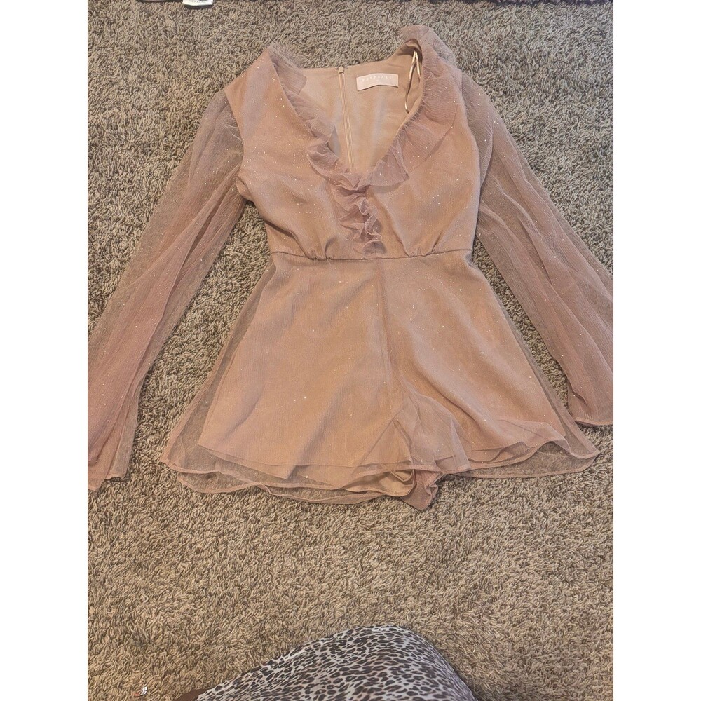 Beige Sparkling Romper Dress